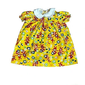Vintage 60's Toddler Girls Handmade Yellow Floral Girlfriends Dress
